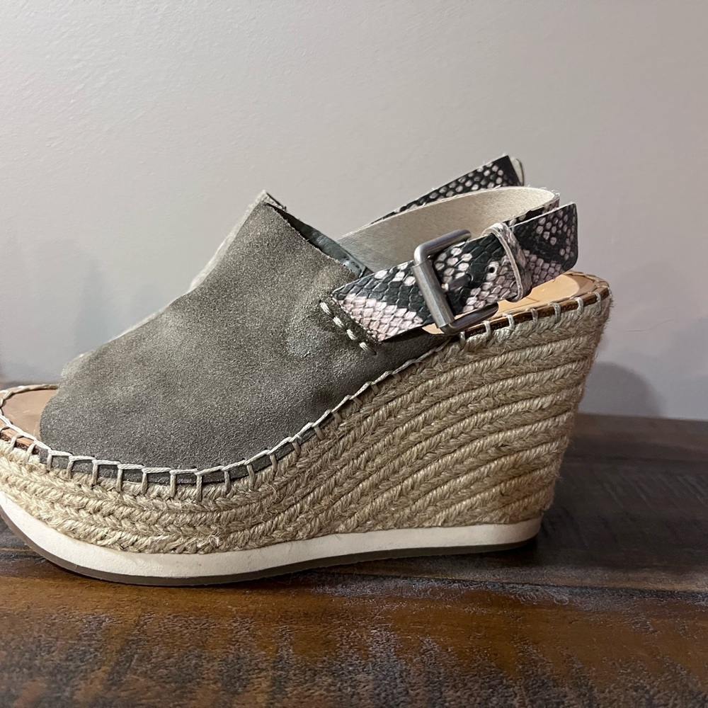 Dolce Vita Tan and Gray Espadrille Wedge Sandals